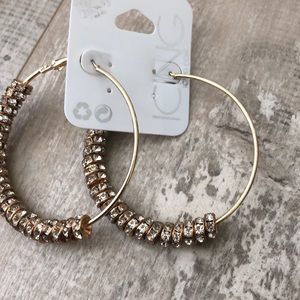 Gold plated hoops with bling